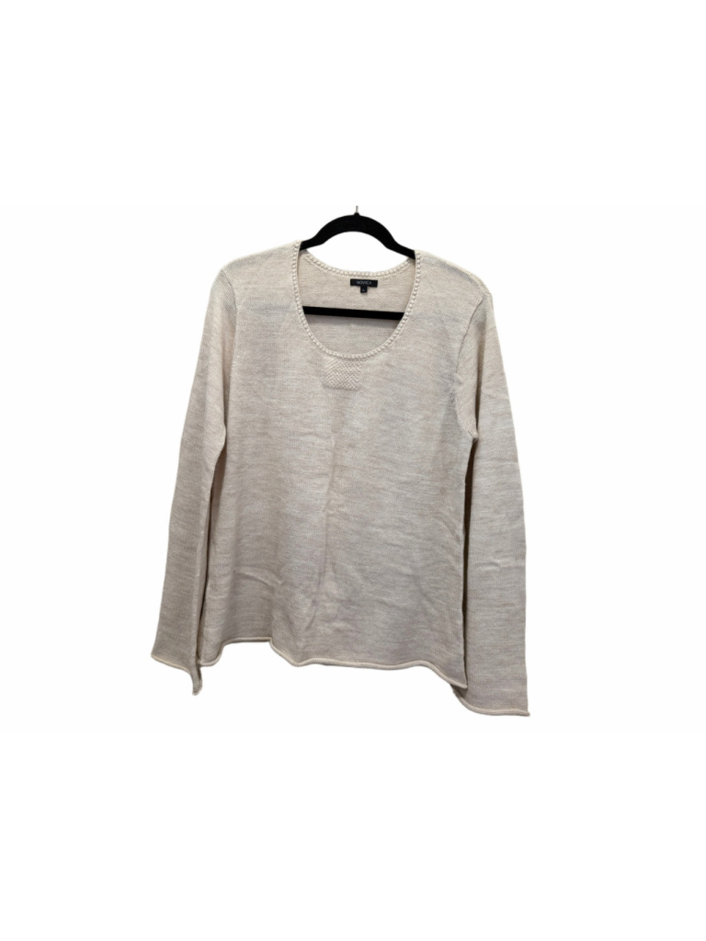 NOVICA Women’s XL Alpaca Wool Blend Lightweight Knit Sweater Ivory Cream Peru